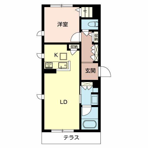 マンダリーヌ(1LDK/1階)の間取り写真