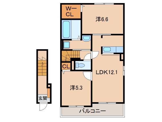 レディーバードII(2LDK/2階)の間取り写真
