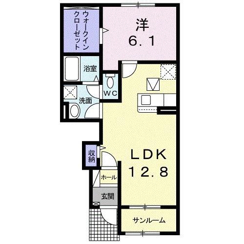 ドリームワークス 九番館(1LDK/1階)の間取り写真