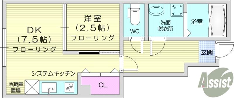 コンフォルト泉ケ丘(1DK/1階)の間取り写真