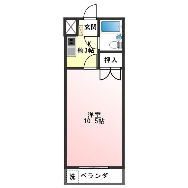 コーポラス城田寺(1K/2階)の間取り写真