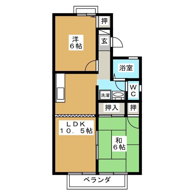 カサベルデII(2LDK/2階)の間取り写真