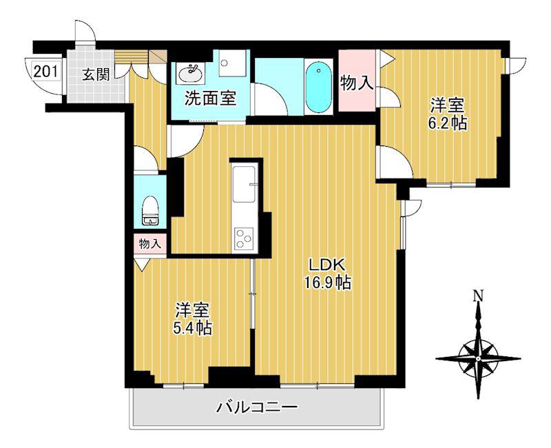 クラリエール(2LDK/3階)の間取り写真