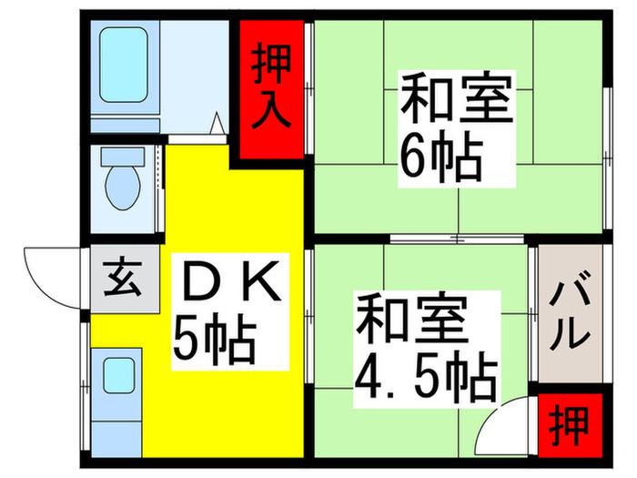 第二渋谷ハイツ(2DK/1階)の間取り写真