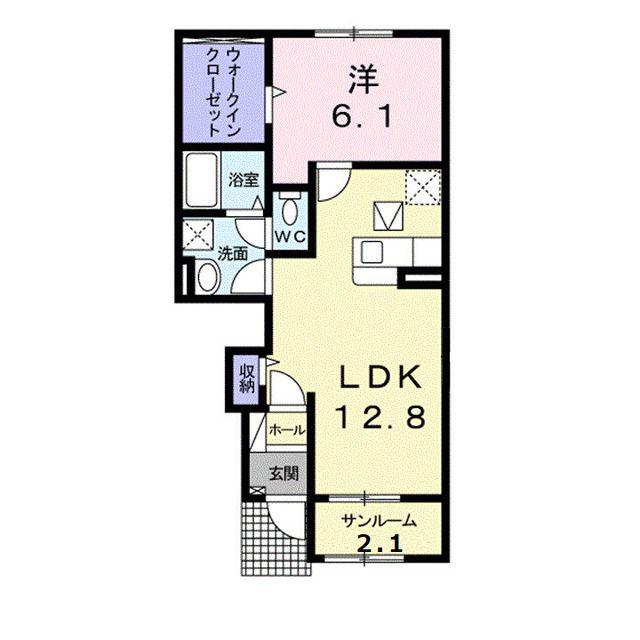 フジノアール(1LDK/1階)の間取り写真