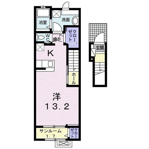 NINA 館 II(ワンルーム/2階)の間取り写真