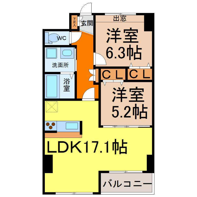 RJB PLACE(2LDK/4階)の間取り写真