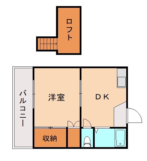 オアシス片野新町(1DK/1階)の間取り写真