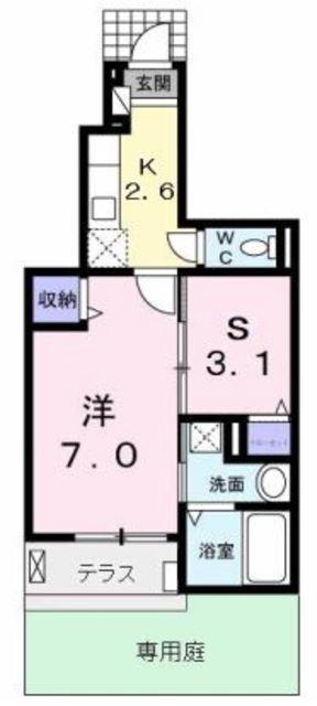 チャムクラージュ(1SK/1階)の間取り写真