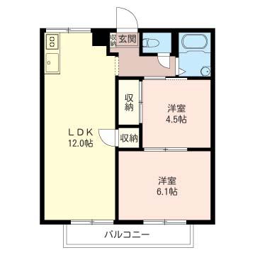コーポトートーA(2LDK/2階)の間取り写真