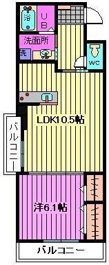 アピオ武蔵浦和(1LDK/1階)の間取り写真