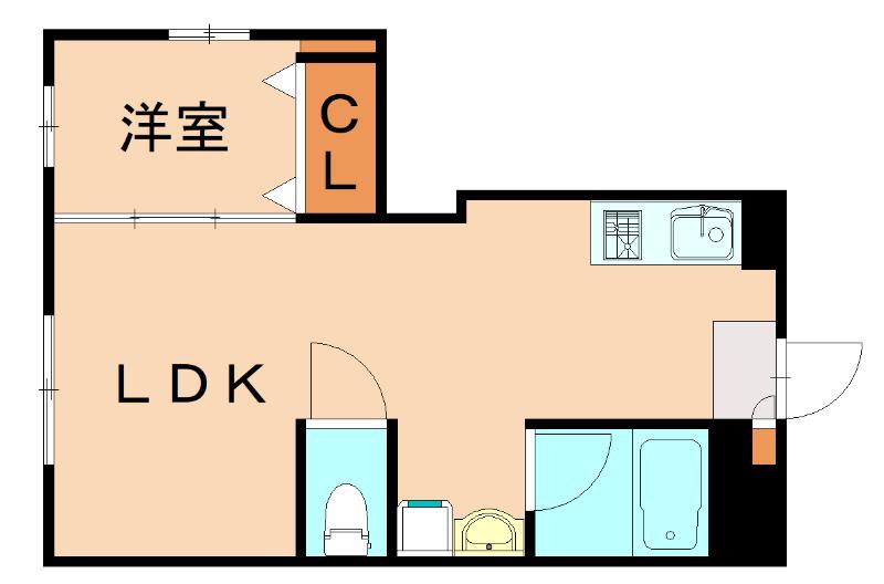 スリム太宰府(1LDK/1階)の間取り写真