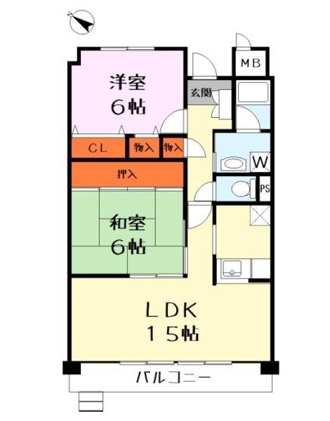 フローラ藤(2LDK/1階)の間取り写真