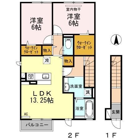 ソリスガーデン(2LDK/2階)の間取り写真
