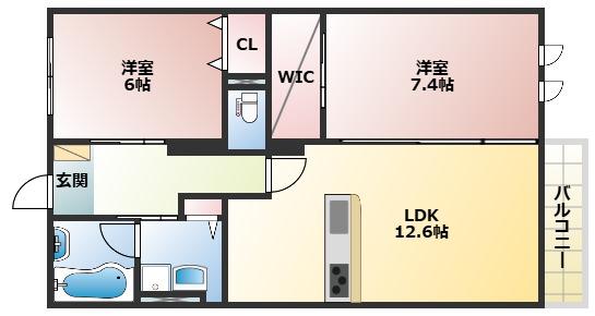 MAISON K(2LDK/2階)の間取り写真