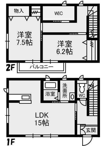 プロヌーヴ高岡(2LDK/1階)の間取り写真