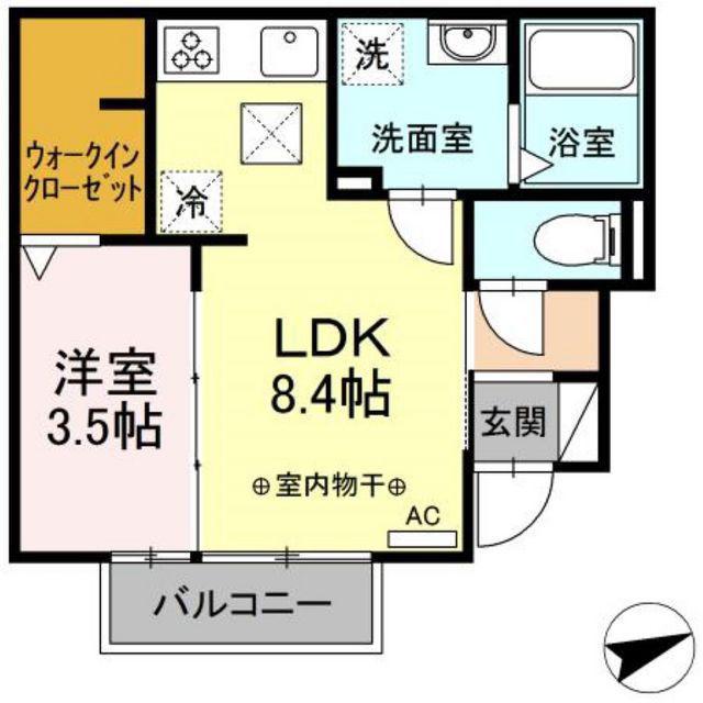 セレーノ(1LDK/1階)の間取り写真