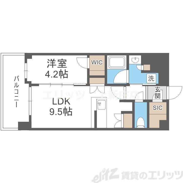 STANDZ新大阪(1LDK/10階)の間取り写真