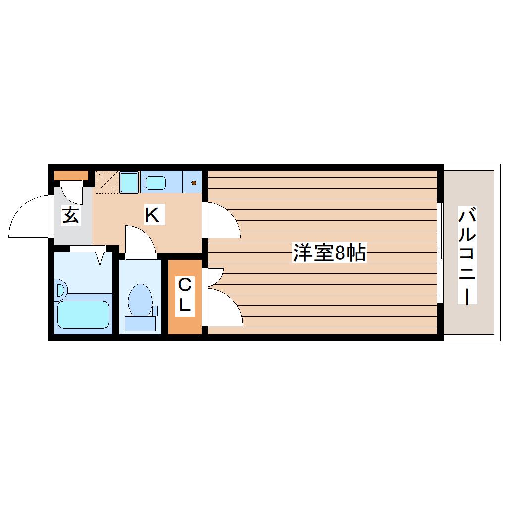 シャルム長町南(1K/1階)の間取り写真