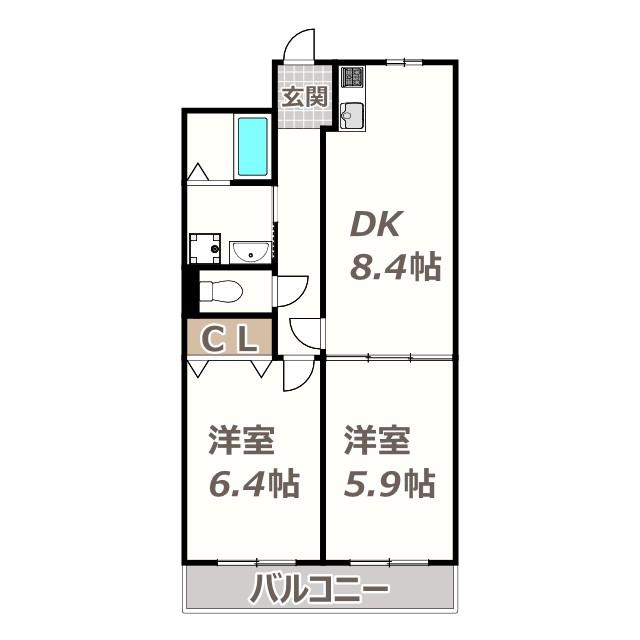 ニューラージあびこ(2DK/1階)の間取り写真