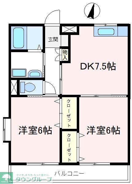 アーネストマンション(2DK/2階)の間取り写真