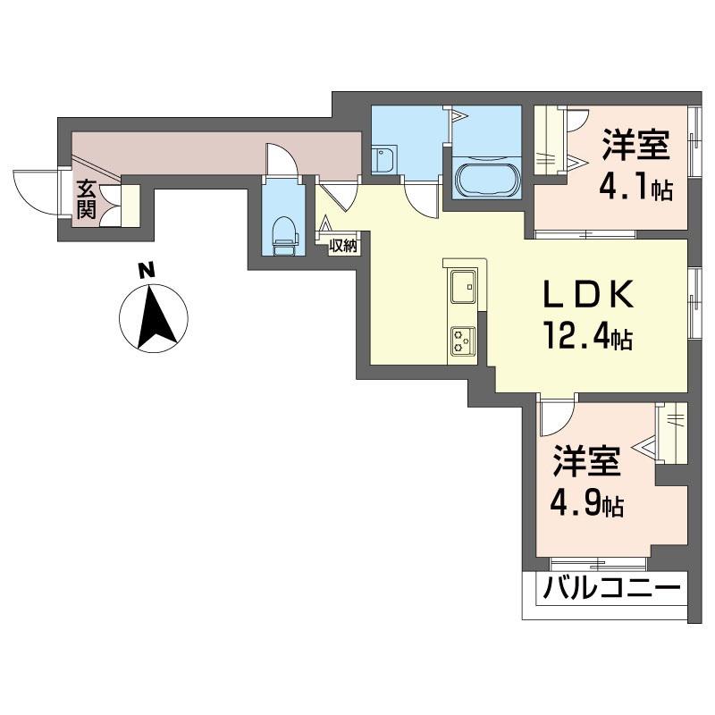 ボヌール(2LDK/2階)の間取り写真