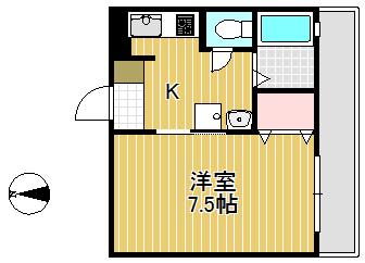ガーディニアシティ稲荷町(1K/4階)の間取り写真