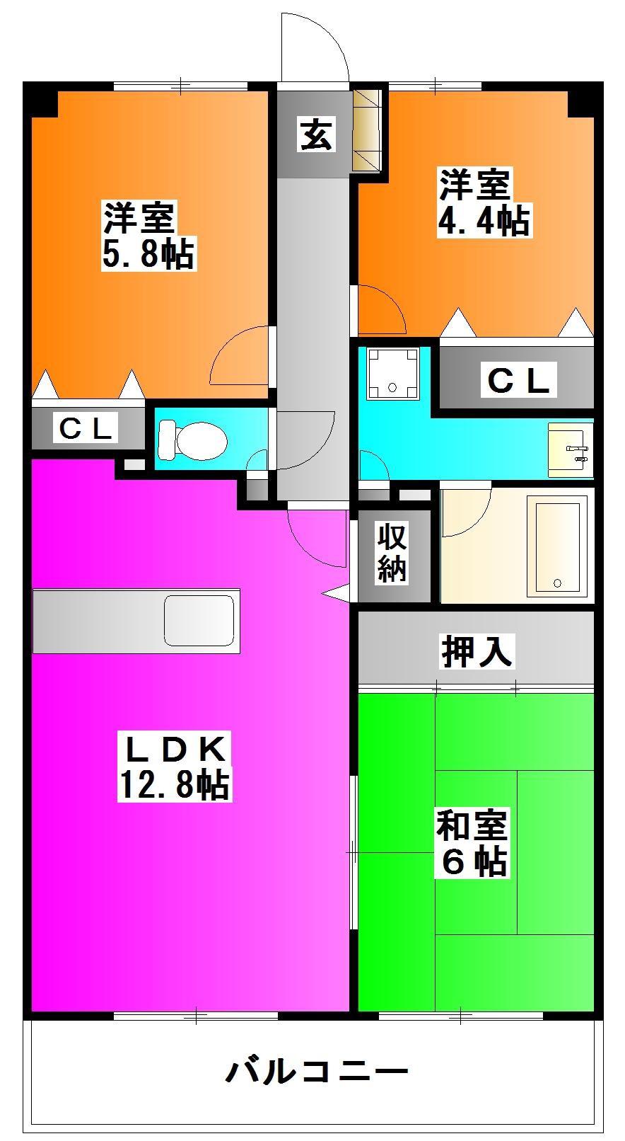 フォーリストフジカ(3LDK/3階)の間取り写真