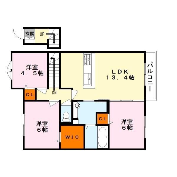アルブル B棟(3LDK/2階)の間取り写真