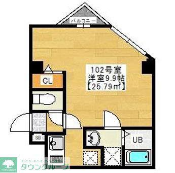 オプンティア大師前(1K/1階)の間取り写真