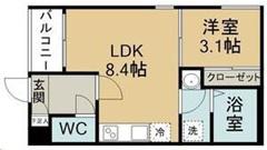 REGALEST連坊東(1LDK/3階)の間取り写真