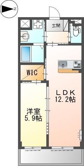 レアグランツ東難波 I(1LDK/2階)の間取り写真