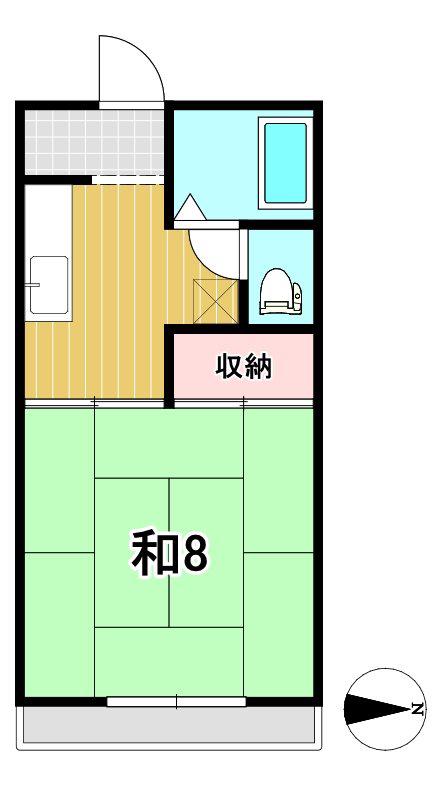 コーポスズキ(1K/2階)の間取り写真