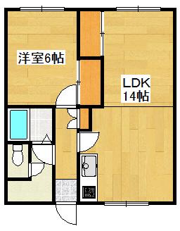 JR室蘭本線 東室蘭駅 徒歩6分 2階建 築33年(1LDK/2階)の間取り写真