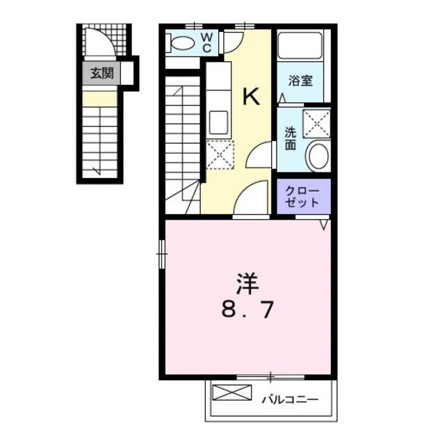 アニュール・ローレル(1K/2階)の間取り写真