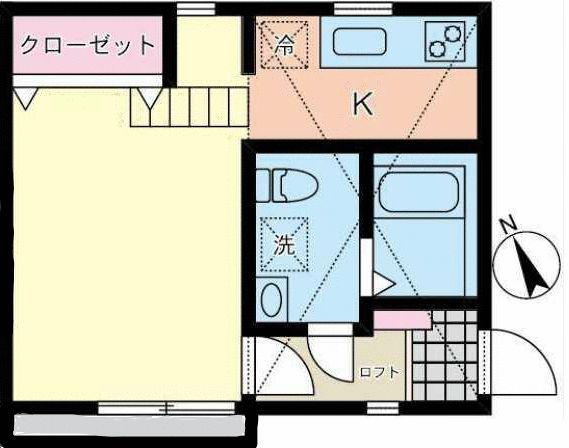 ルーチェ藤沢(1K/2階)の間取り写真