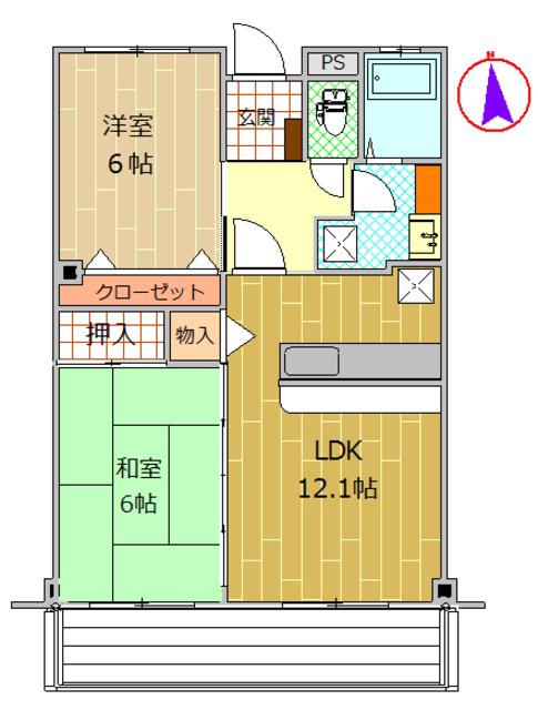 ヴィラS&T(2LDK/5階)の間取り写真