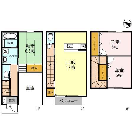 メゾネットアーリア(3LDK/1階)の間取り写真