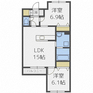 NID・SUD(2LDK/5階)の間取り写真