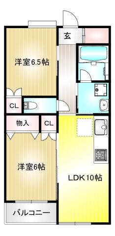 ラ・ヴェニュ宮前平(2LDK/1階)の間取り写真