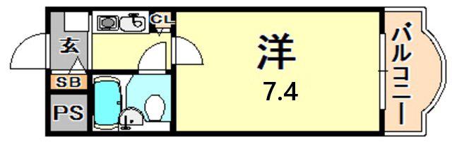 メゾン王子(1K/8階)の間取り写真