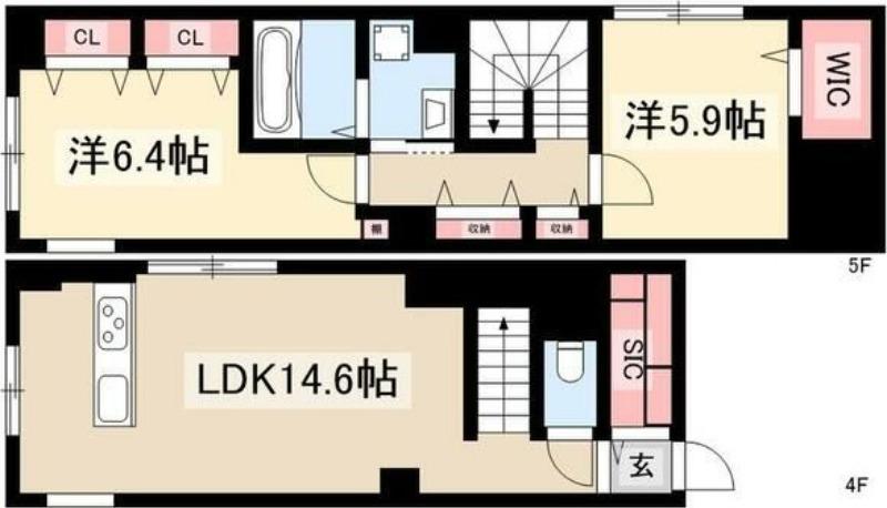 REFISIA太閤通(2LDK/4階)の間取り写真