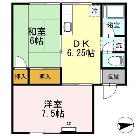 レジデンスオルメ(2DK/2階)の間取り写真