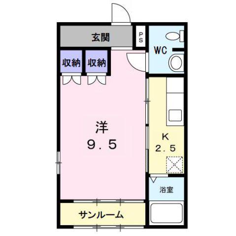 メルベーユ(1K/2階)の間取り写真