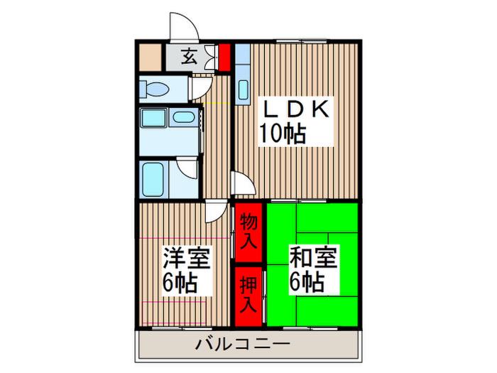 ラフォーレ中浦和Ⅱ(2LDK/2階)の間取り写真