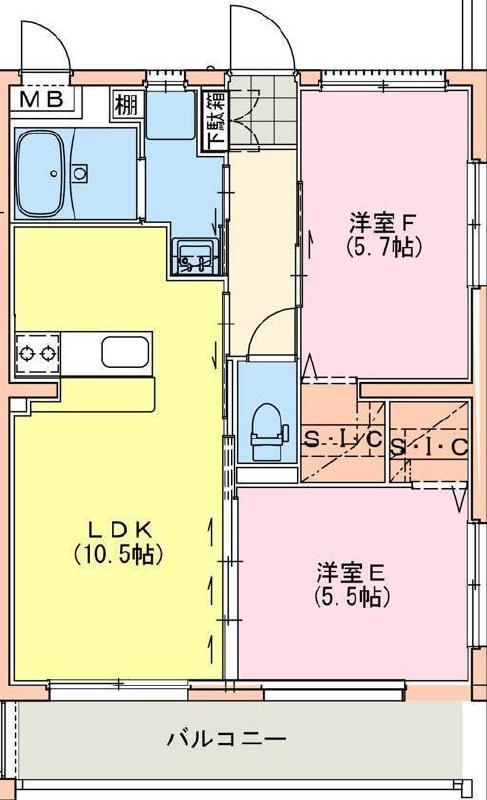 シャルテハイムV(2LDK/2階)の間取り写真