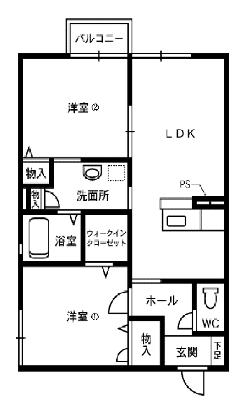 シャーメゾンE-CENTRE(2LDK/1階)の間取り写真