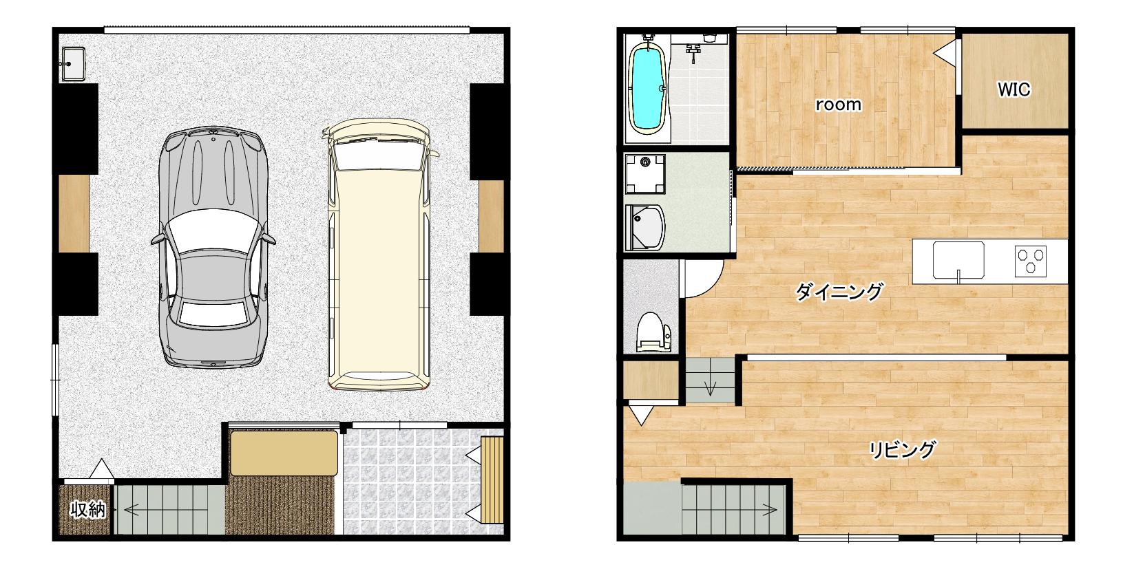 GARAGE LUSSO(1LDK/1階)の間取り写真