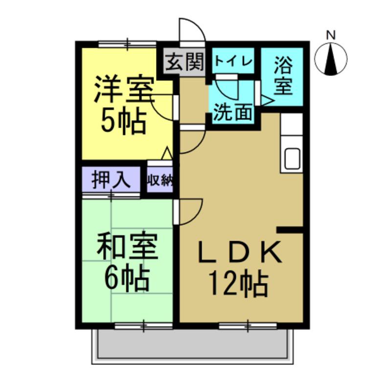 ハッピーヒル(2LDK/1階)の間取り写真