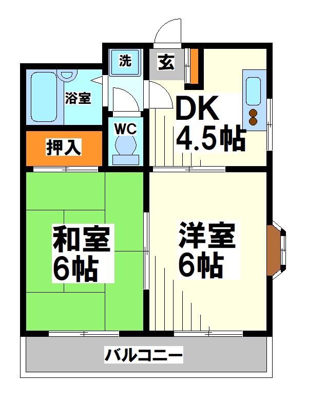 四谷マンション 当社管理物件(2DK/1階)の間取り写真